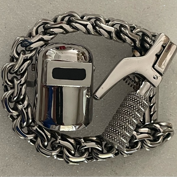 Silver Welding Helmet and Torch Belt Buckle